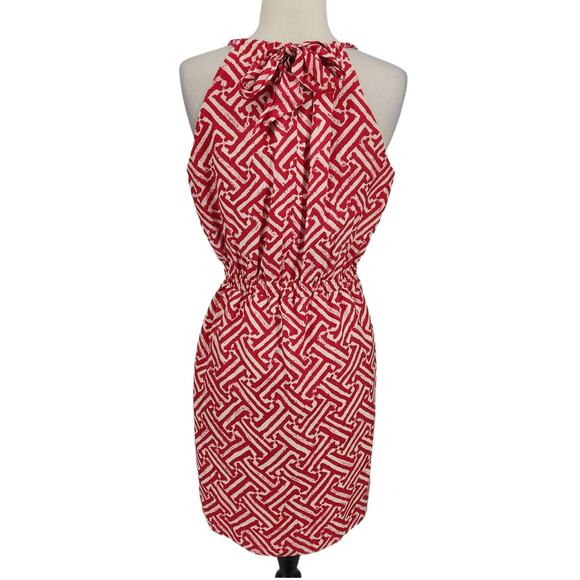 Nell Couture Silk Geo Print Halter Dress Size 4 - Picture 4 of 6